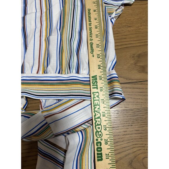 IZ Byer Stripe Top Blouse Tie in Back Size Small Polyester Office Party Teacher - Picture 4 of 10